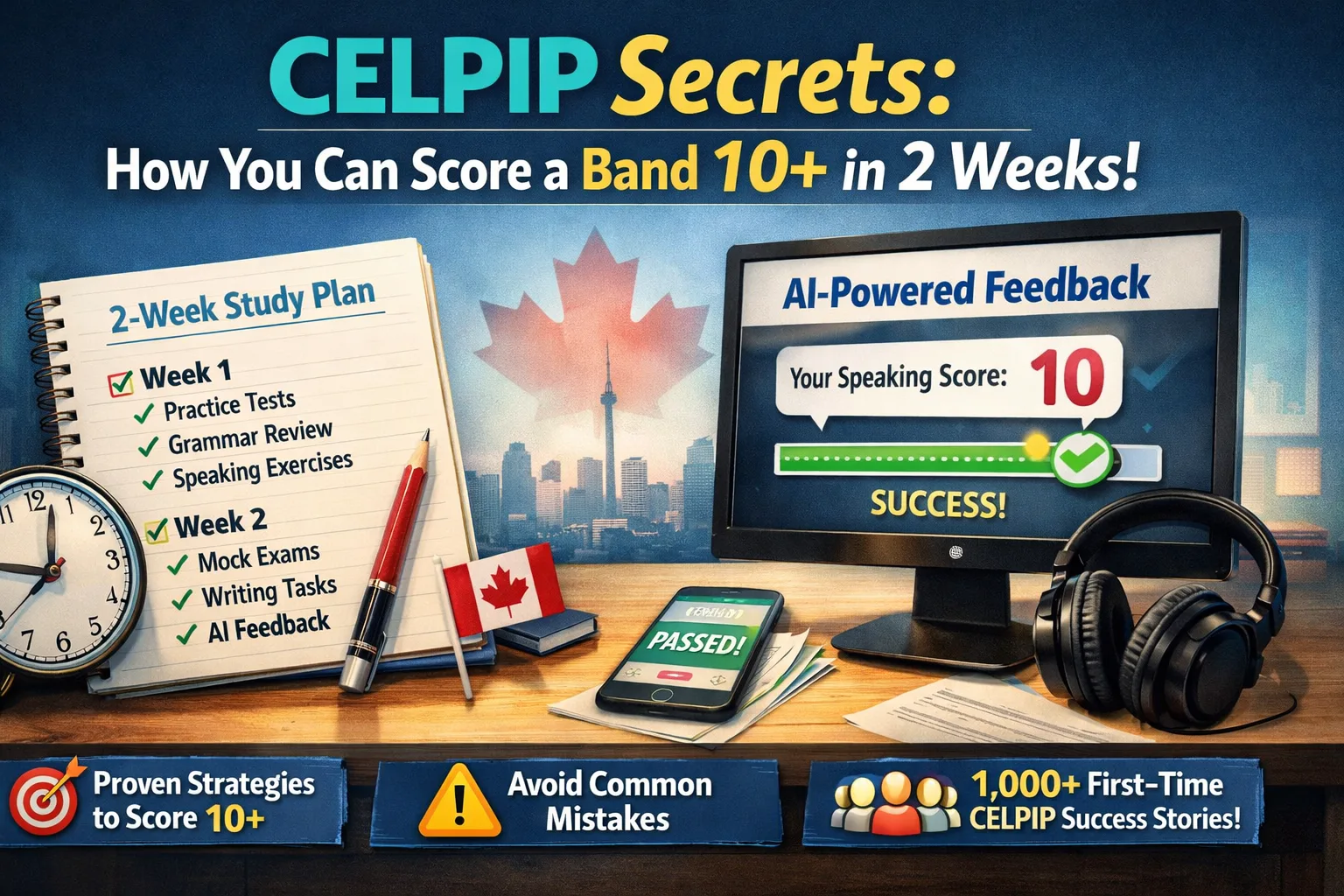 How to Pass CELPIP & Score 10+ in 2 Weeks (2026 Study Plan)